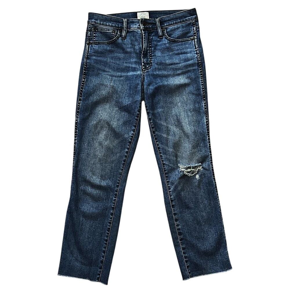 J. Crew Vintage Straight Mid-Rise Raw Hem Distressed Jeans 27